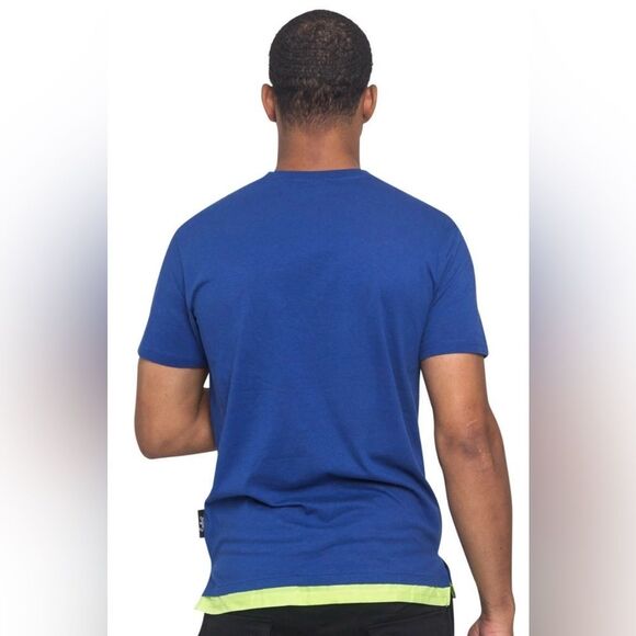 NWT Switch Men’s Blue Short Sleeve Utility Tee Shirt 3D Yellow Buckle Pocket 2XL - Picture 3 of 7